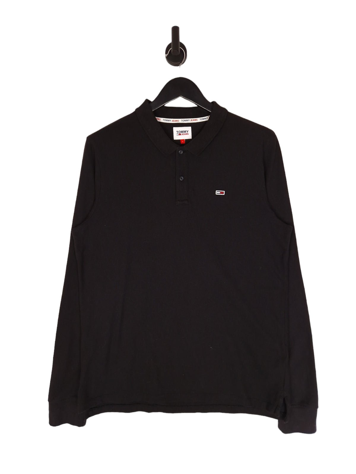 Tommy Jeans Long Sleeve Polo Shirt - Size Large