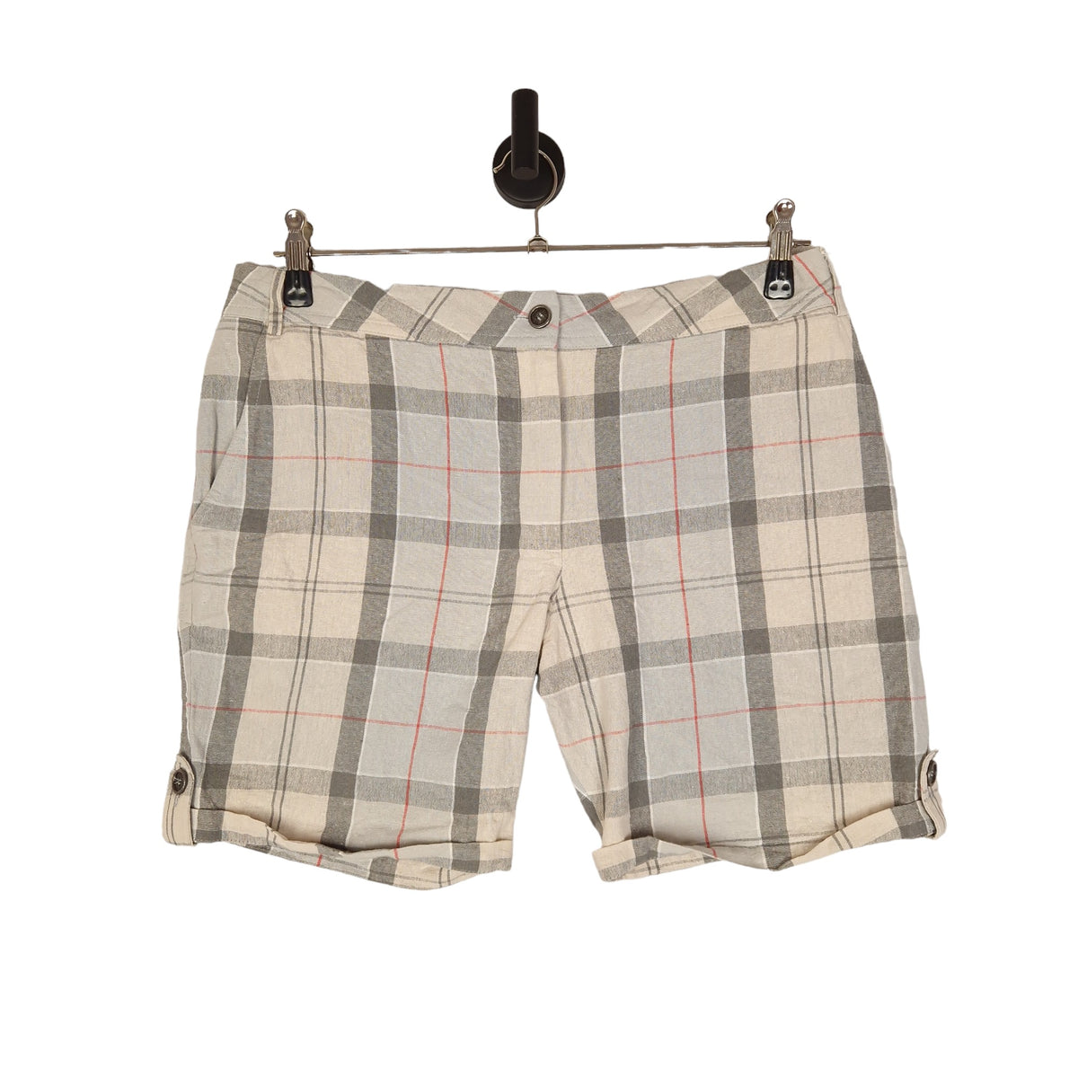 Barbour Roll Tab Linen Shorts - Size UK 14