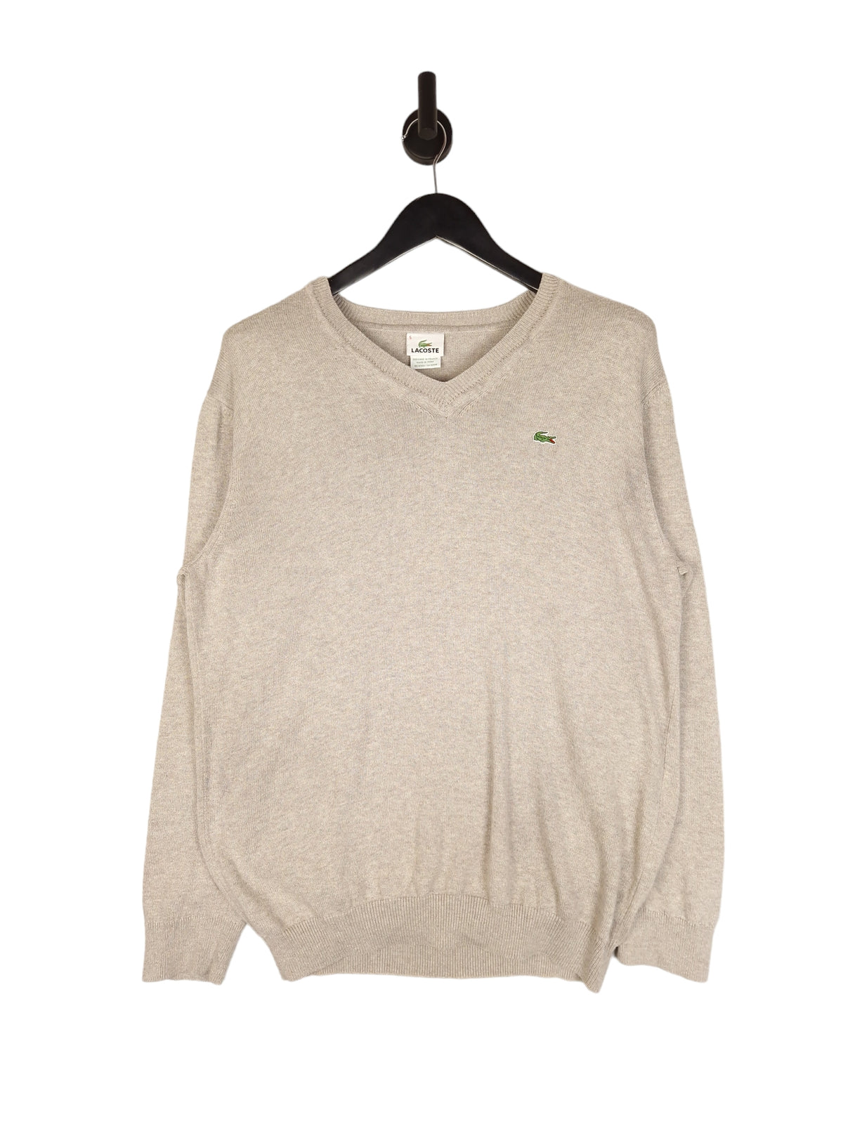 Lacoste V Neck Jumper - Size Large