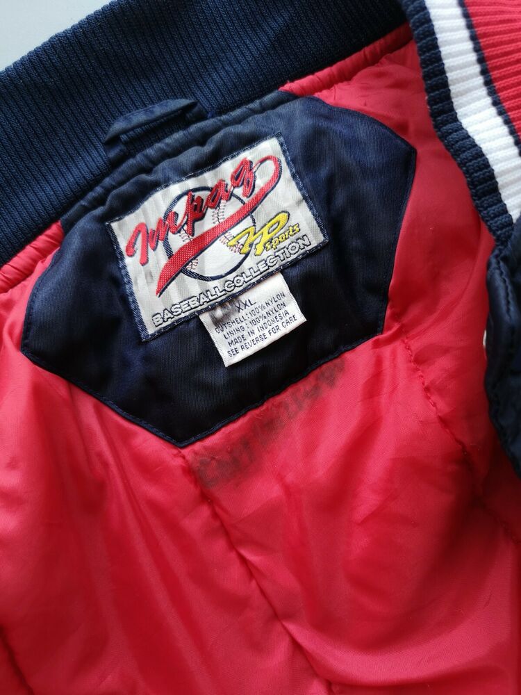 90's MLB Cleveland Indians Satin Varsity Jacket - Size XXL